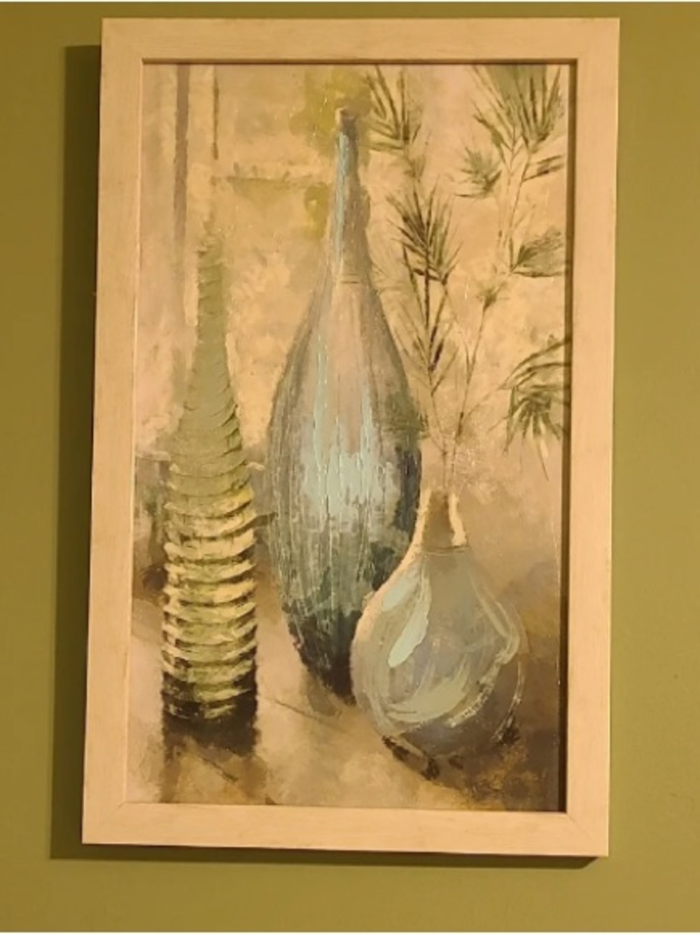 Framed Art with Blue and Green Vases